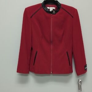 NWT Nygard Red and Black Cashmere Blend Tailored Jacket. Size 6 Petite.